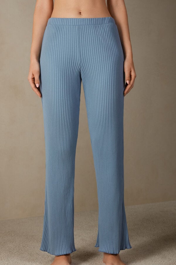 Intimssimi Cozy Mountains Ribbed Pants Blue | ILXMI74909