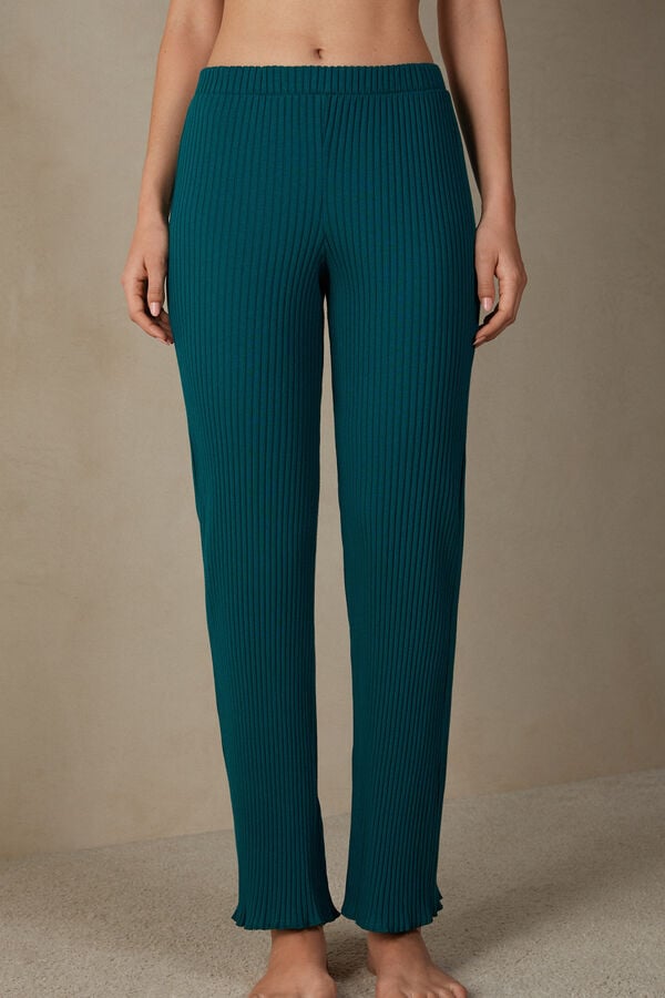 Intimssimi Cozy Mountains Ribbed Pants Green | UILND96886