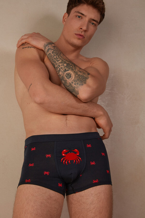 Intimssimi Crab Boxers in Natural Fresh Supima® Cotton Blue | SILNY68643