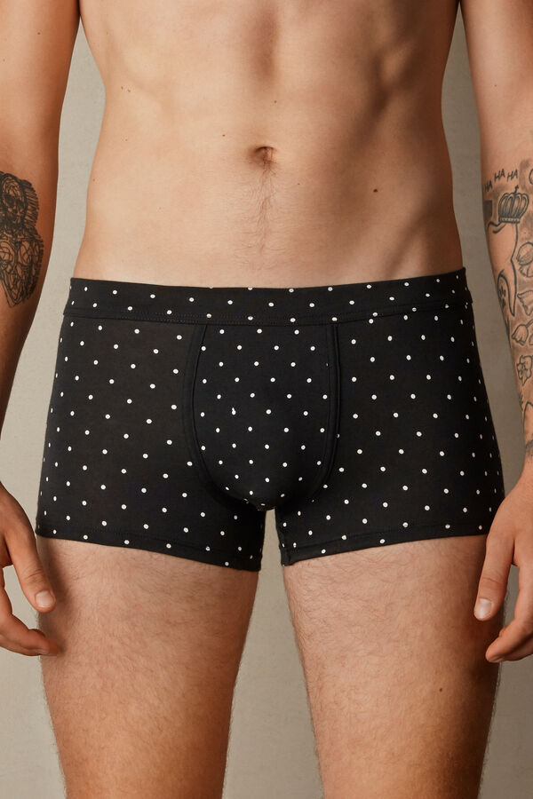 Intimssimi Dotted Boxers in Stretch Supima® Cotton Black | ILJZR30020