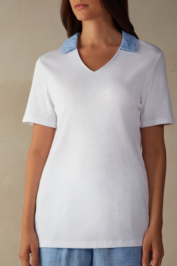 Intimssimi Early in the Morning Cotton Cloth Short Sleeve Top White | FILHY90355