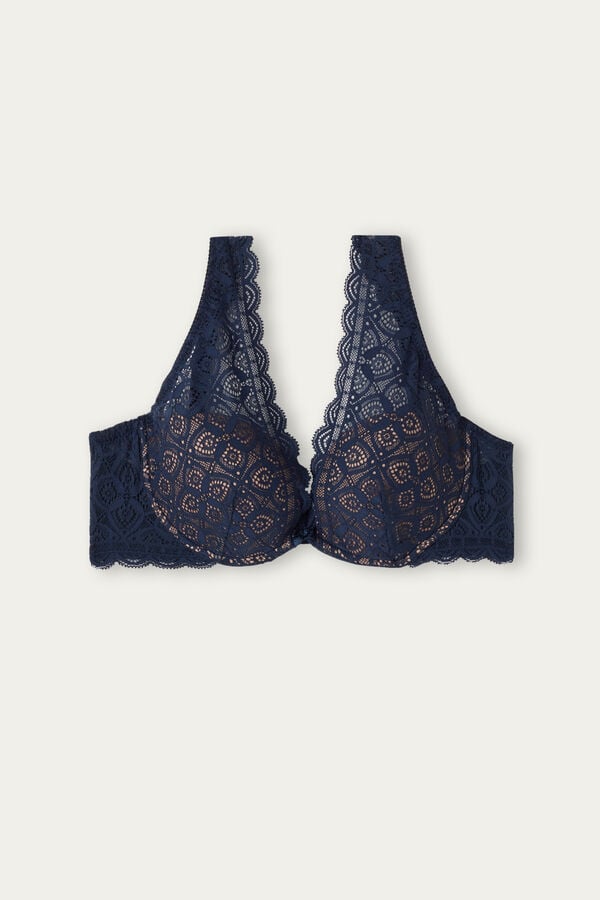 Intimssimi Elena Balconette Bra in Lace Blue | QILWA17038