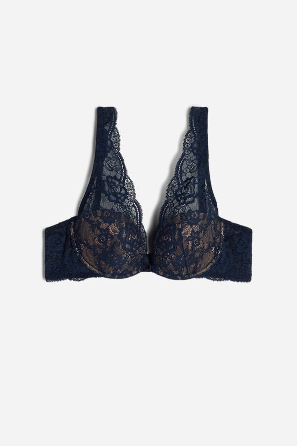 Intimssimi Elena Lace Balconette Bra Blue | PILER87441