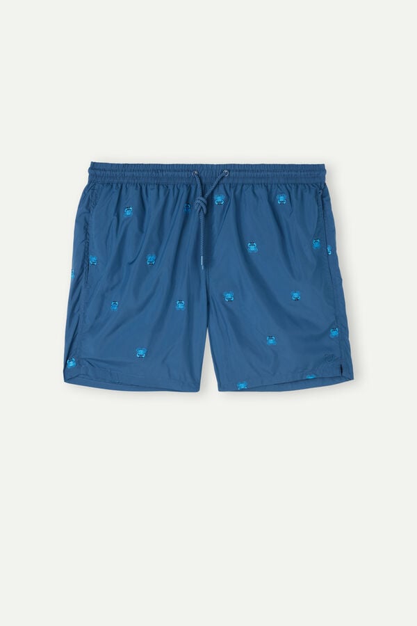 Intimssimi Embroidered Crab Swim Trunks Blue | QILWA54166