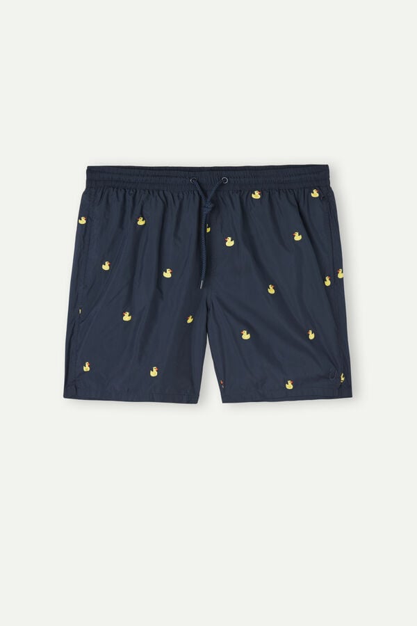 Intimssimi Embroidered Duck Swim Trunks Blue | LILSX78059