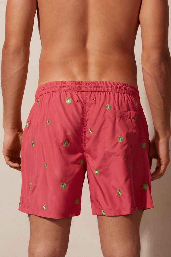 Intimssimi Embroidered Kiwi Swim Trunks Red | UILND29888