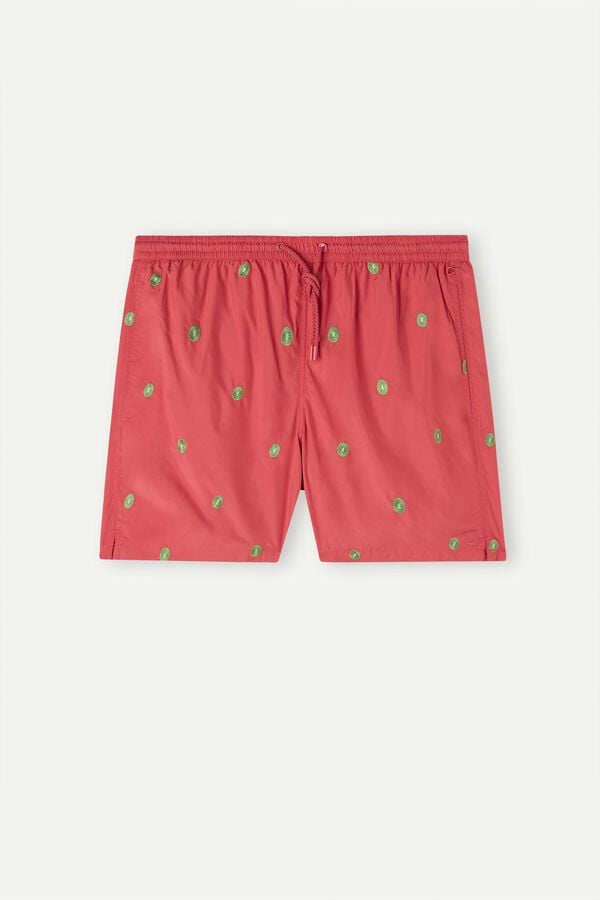 Intimssimi Embroidered Kiwi Swim Trunks Red | UILND29888