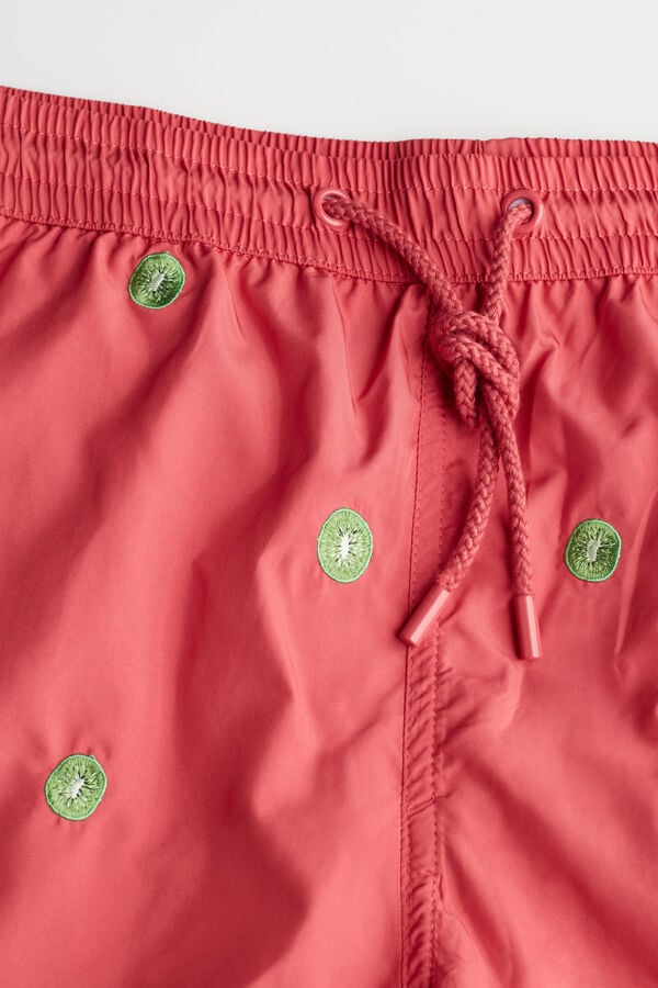 Intimssimi Embroidered Kiwi Swim Trunks Red | UILND29888