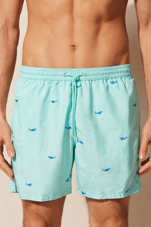 Intimssimi Embroidered Shark Swim Trunks Print | ILDFL79564