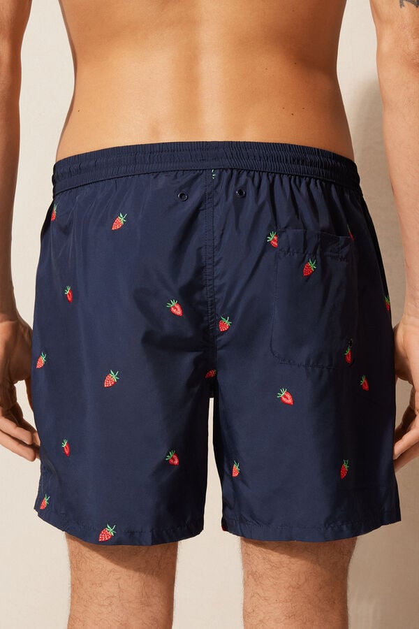 Intimssimi Embroidered Strawberry Swim Trunks Blue | ILZPD33928