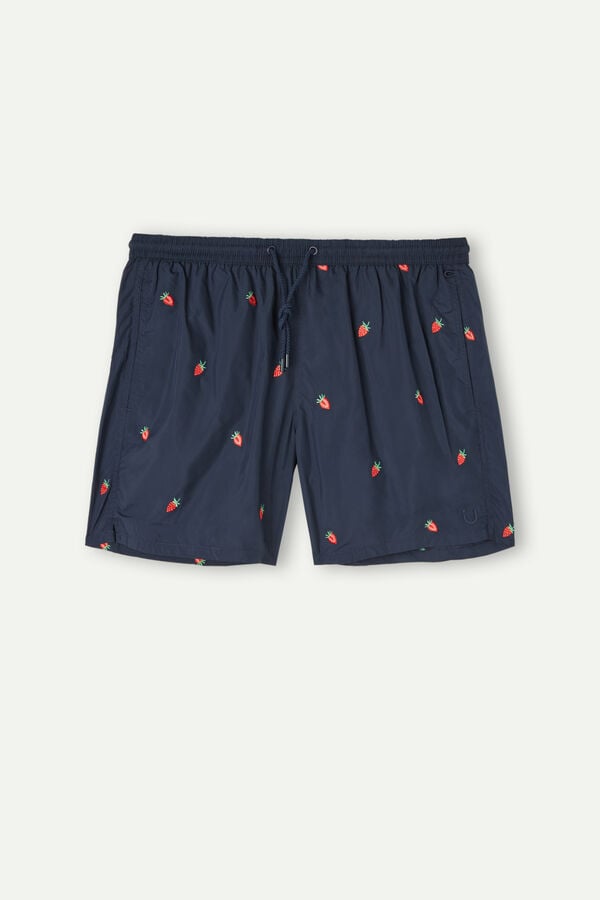 Intimssimi Embroidered Strawberry Swim Trunks Blue | ILZPD33928