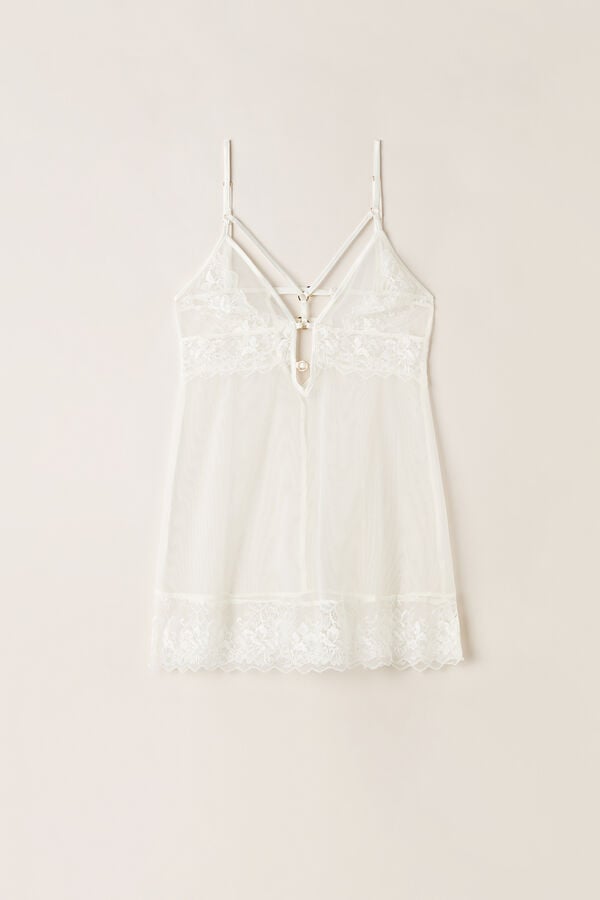 Intimssimi Fearless Femininity Tulle and Lace Babydoll White | YILVQ87430