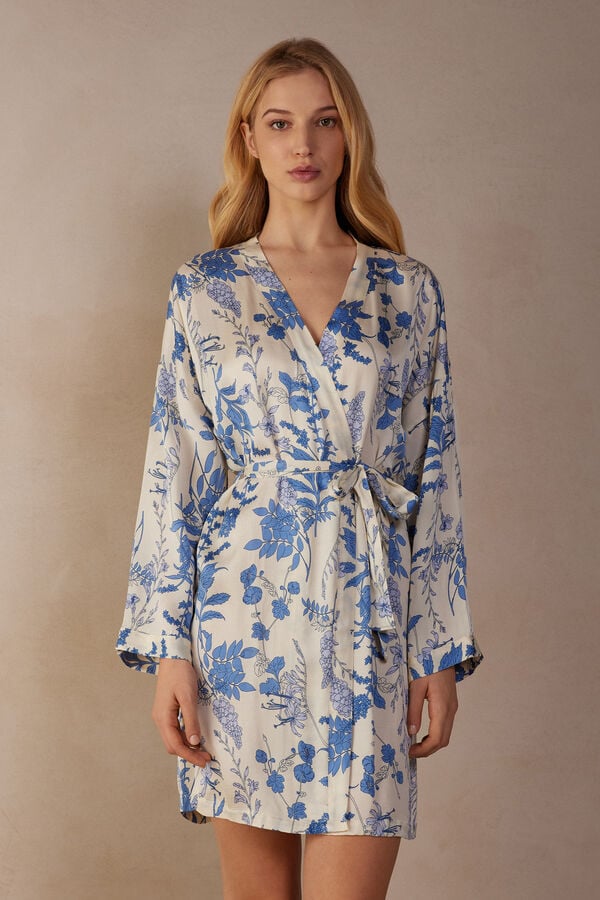 Intimssimi Feeling Beautiful Satin Kimono Print | ILEAH30037