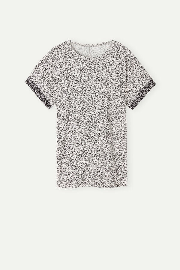 Intimssimi Floral Affair Short Sleeve Cotton T Shirt White | ILDYB50720