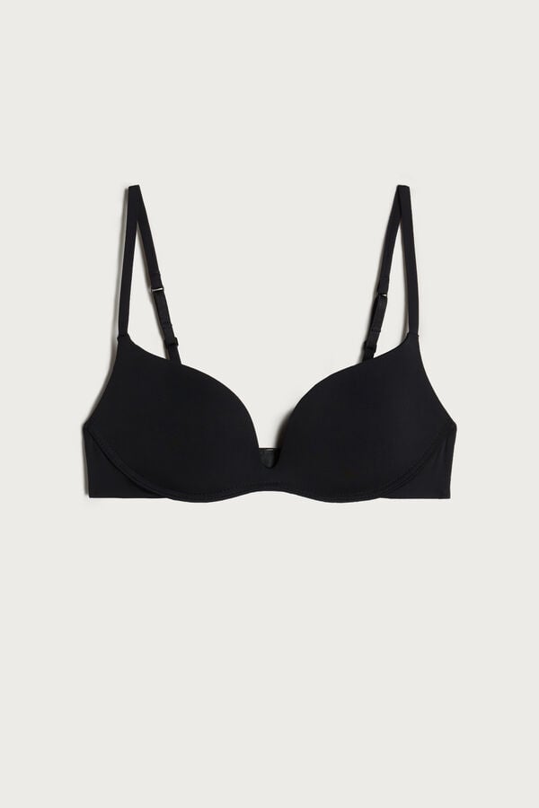 Intimssimi Gioia B Cup Microfiber Super Push-Up Bra Black | ILEGJ33778