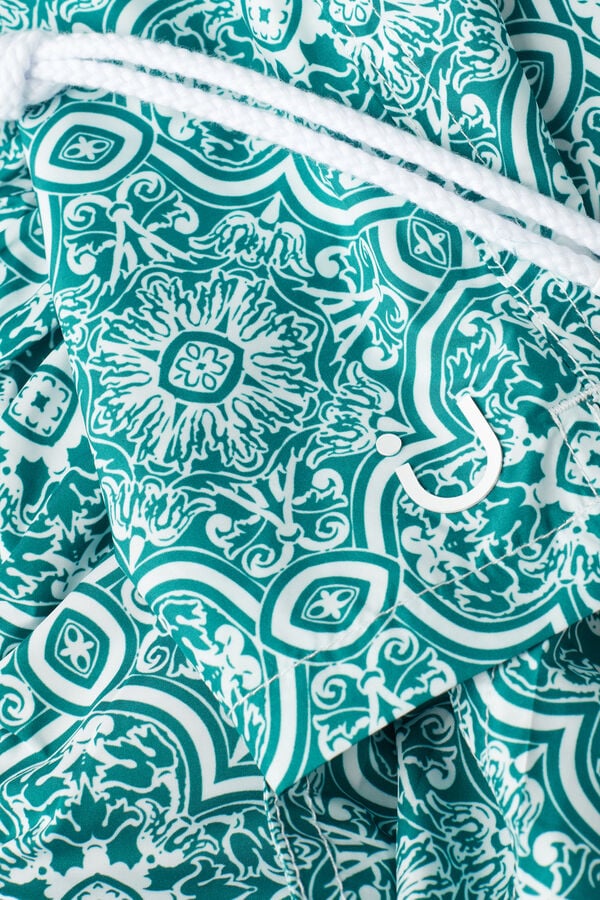 Intimssimi Green Majolica Print Swim Trunks Blue | SILNY97042