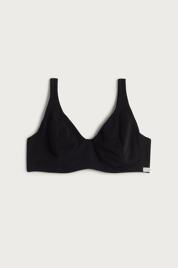 Intimssimi Greta Balconette Bra in Cotton Black | ILQCS90655