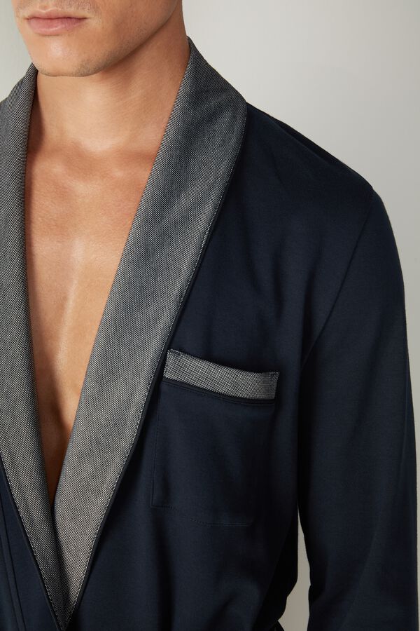 Intimssimi Interlock Cotton Smoking Jacket Blue | AILDF80906