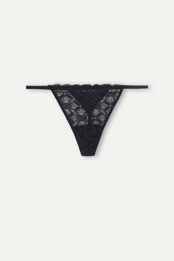 Intimssimi Lace String Thong Black | LILTR22523