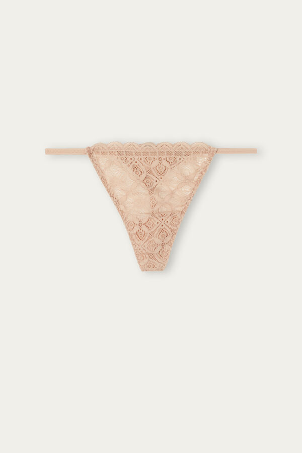 Intimssimi Lace String Thong Natural | YILVQ40913