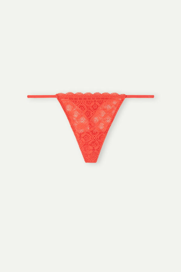 Intimssimi Lace String Thong Orange | ZILNQ86278