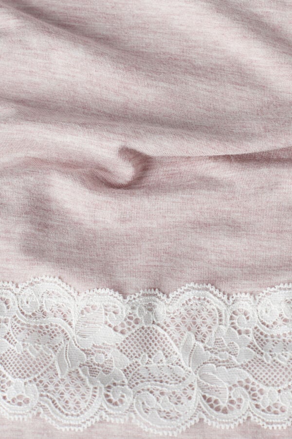 Intimssimi Lace Trim Full Length Pants in Modal Pale Pink | ILQCS53206