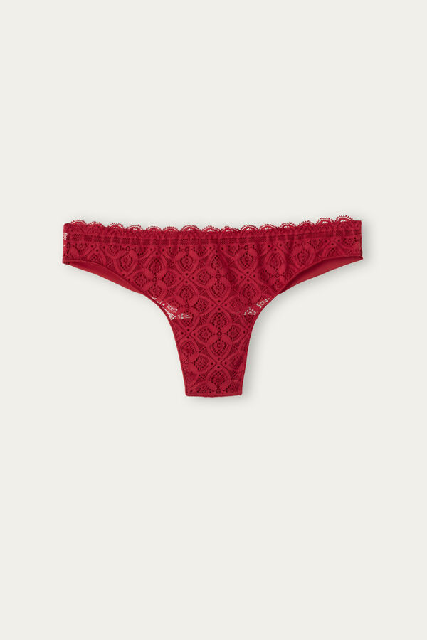 Intimssimi Lace and Microfiber Brazilian Red | EILVG43375