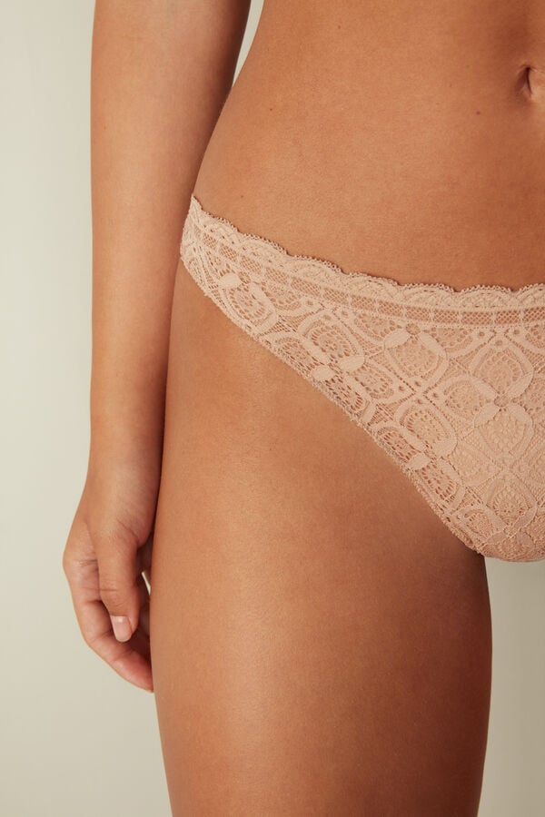 Intimssimi Lace and Microfiber Brazilian Natural | ILJKU68355