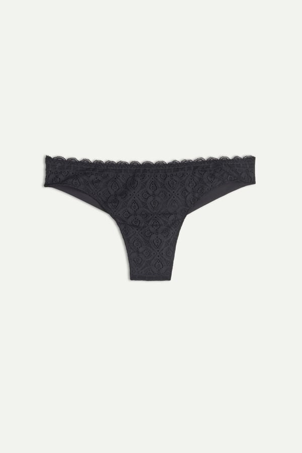 Intimssimi Lace and Microfiber Brazilian Black | ILNZX23923