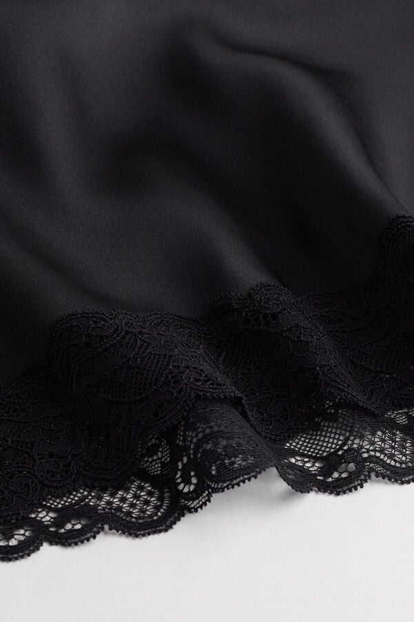 Intimssimi Lace and Silk Top Black | YILVQ62213