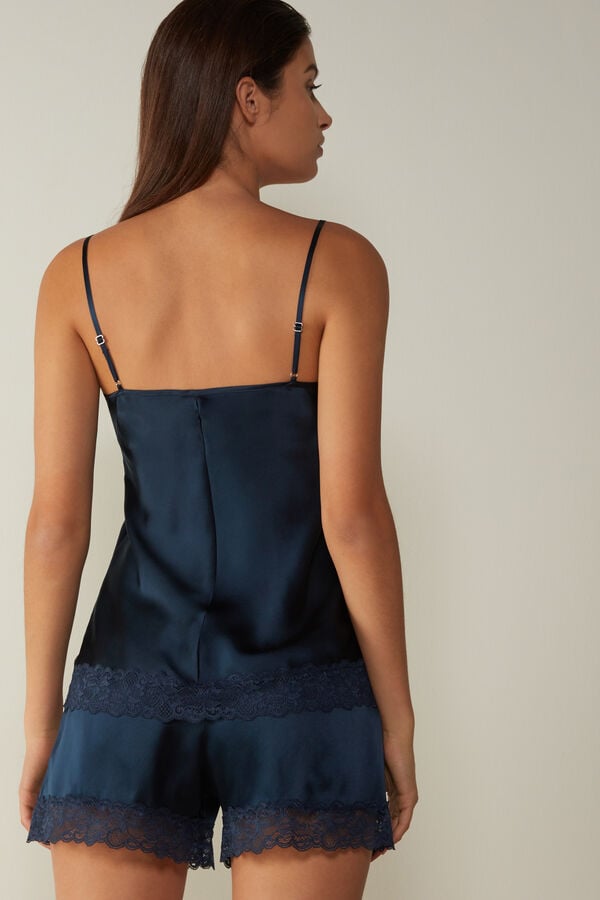 Intimssimi Lace and Silk Top Blue | SILNY43671