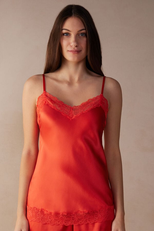 Intimssimi Lace and Silk Top Orange | BILSD58064