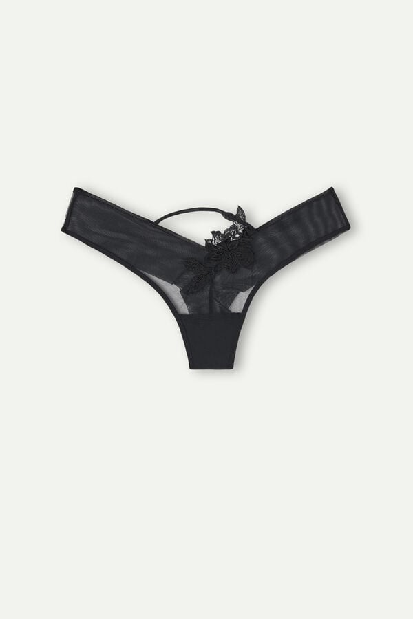 Intimssimi Layers of Lust ‘80s Style Brazilian Panties Black | QILUV51283