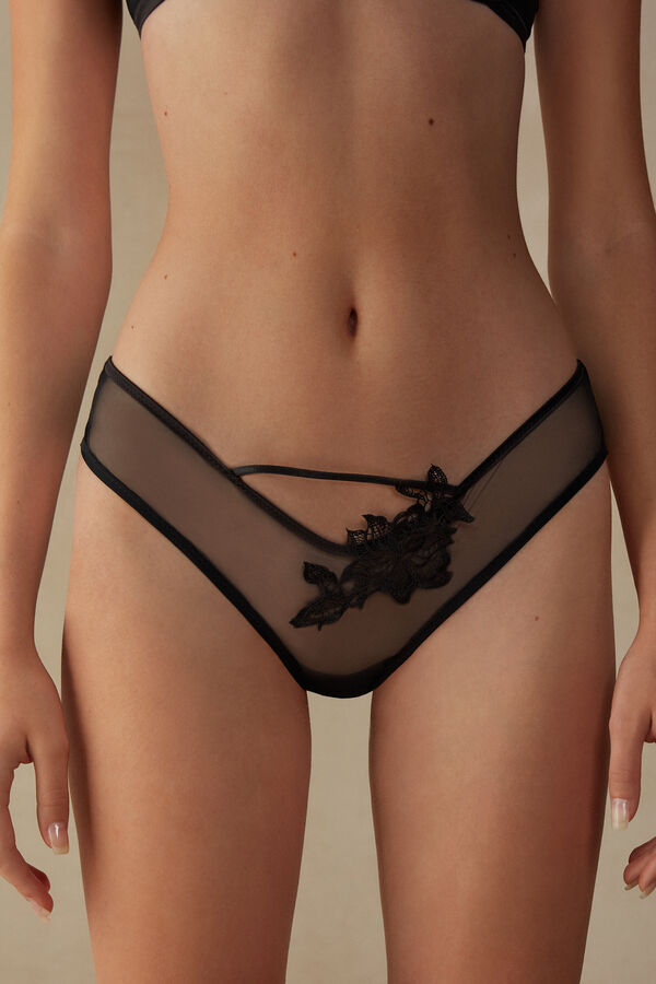 Intimssimi Layers of Lust ‘80s Style Brazilian Panties Black | QILUV51283