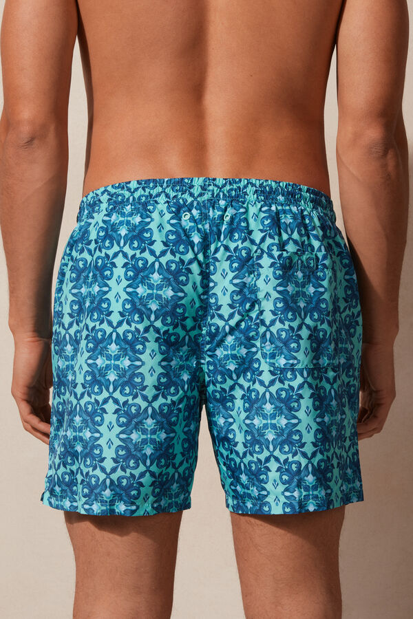 Intimssimi Light Blue Moroccan Print Swim Trunks Blue | MILHR97321