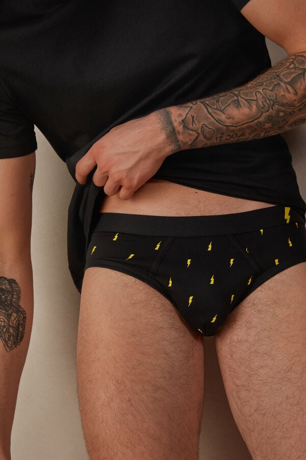 Intimssimi Lightning Bolt Briefs in Stretch Supima® Cotton Black | ILEGJ14521