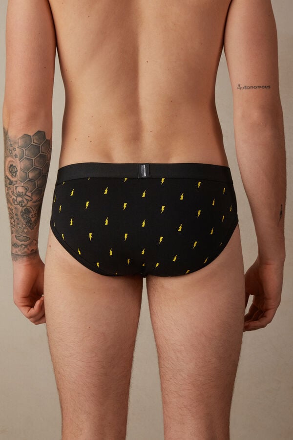 Intimssimi Lightning Bolt Briefs in Stretch Supima® Cotton Black | ILEGJ14521