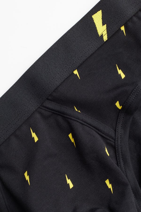 Intimssimi Lightning Bolt Briefs in Stretch Supima® Cotton Black | ILEGJ14521