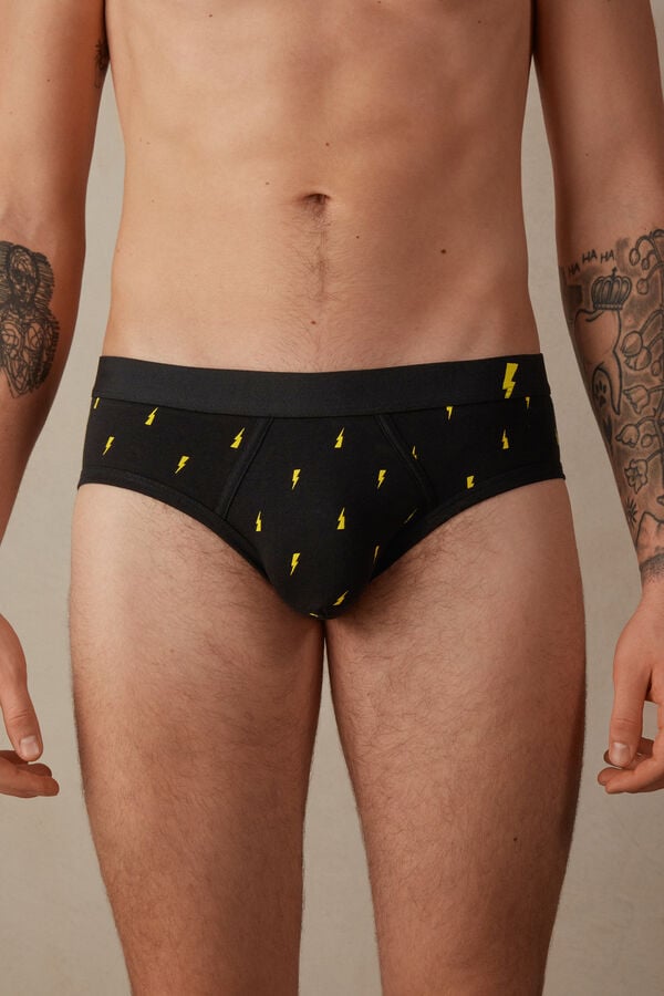 Intimssimi Lightning Bolt Briefs in Stretch Supima® Cotton Black | ILEGJ14521