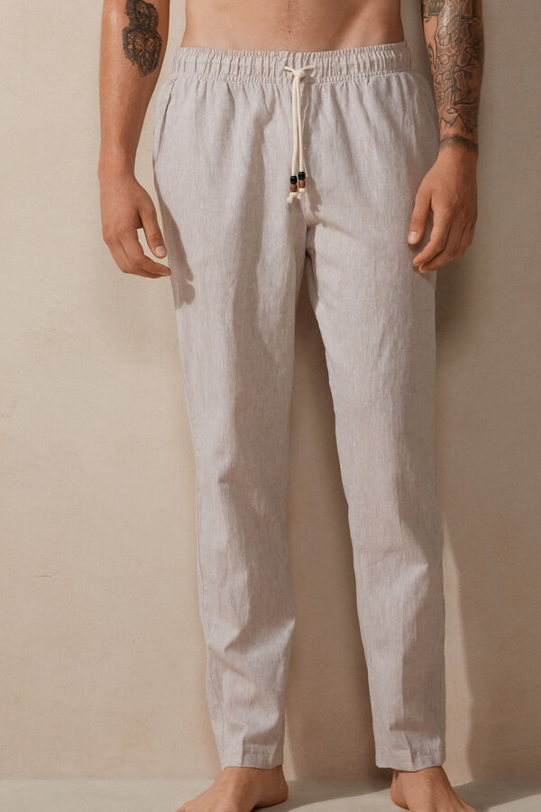 Intimssimi Linen and Cotton Full Length Pants Natural | EILHC52169