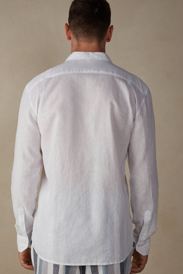 Intimssimi Linen and Cotton Shirt White | FILHY97655