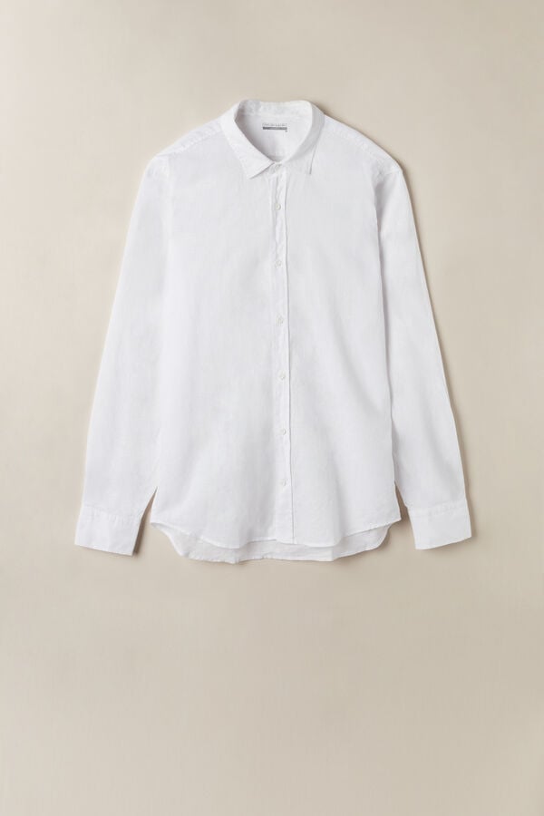 Intimssimi Linen and Cotton Shirt White | FILHY97655