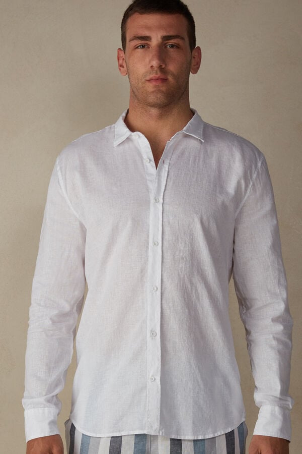 Intimssimi Linen and Cotton Shirt White | FILHY97655