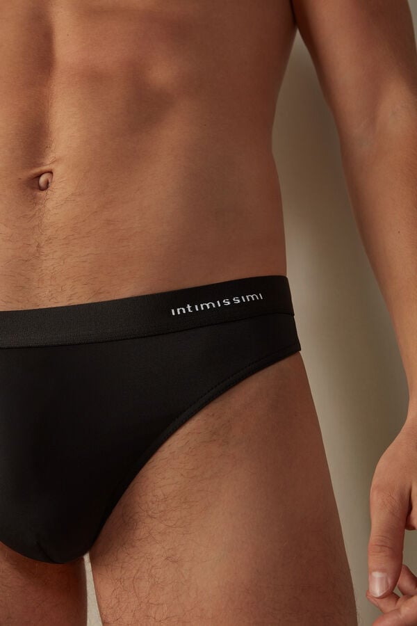 Intimssimi Logo Detailed Microfiber Thong Black | DILVO52485