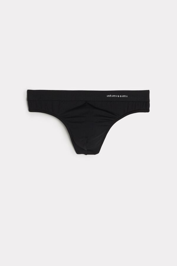 Intimssimi Logo Detailed Microfiber Thong Black | DILVO52485