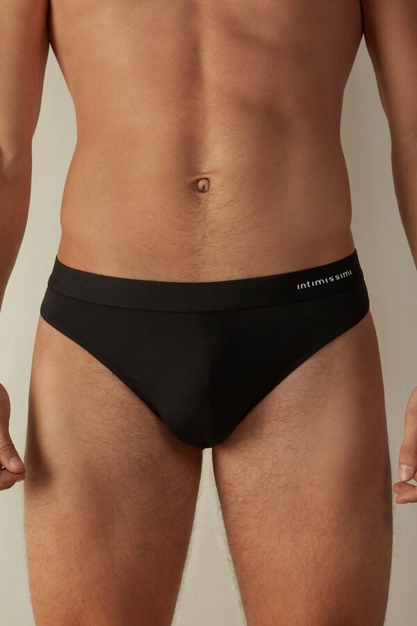 Intimssimi Logo Detailed Microfiber Thong Black | DILVO52485