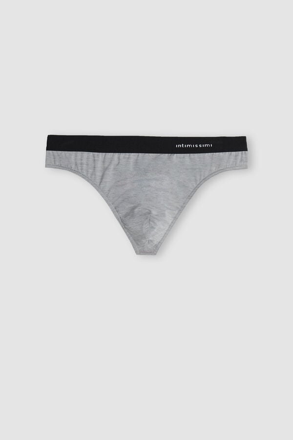 Intimssimi Logo Detailed Microfiber Thong Pale Grey | FILHY25012