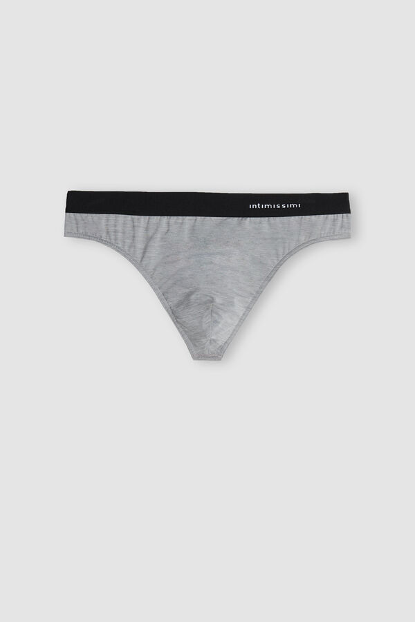 Intimssimi Logo Detailed Microfiber Thong Pale Grey | ILCVG62202