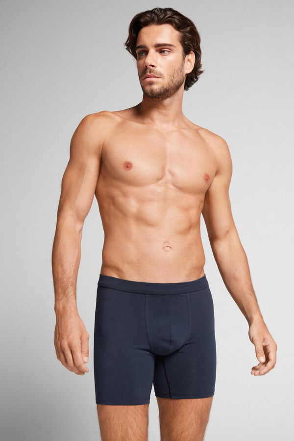 Intimssimi Long Boxers in Stretch Supima® Cotton Blue | ILJZR58573