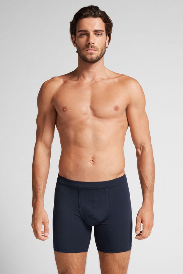 Intimssimi Long Boxers in Stretch Supima® Cotton Blue | ILJZR58573